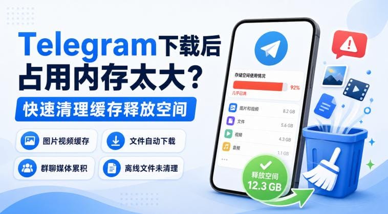 电报下载后占用空间太大?教你清理缓存释放手机容量