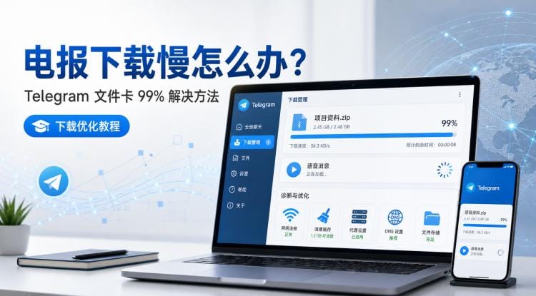 电报下载慢怎么办?Telegram 文件卡 99%、语音转圈的解决方法