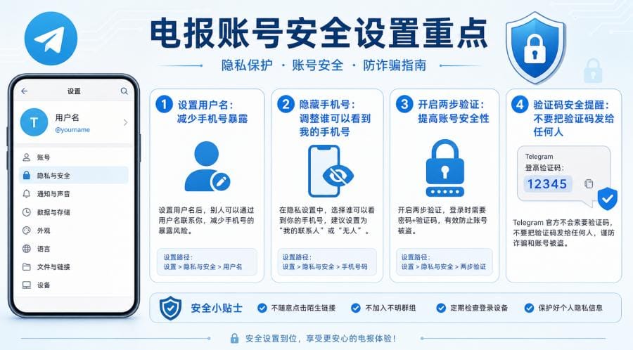电报怎么用?Telegram 新手注册、中文设置与隐私保护教程 配图 3