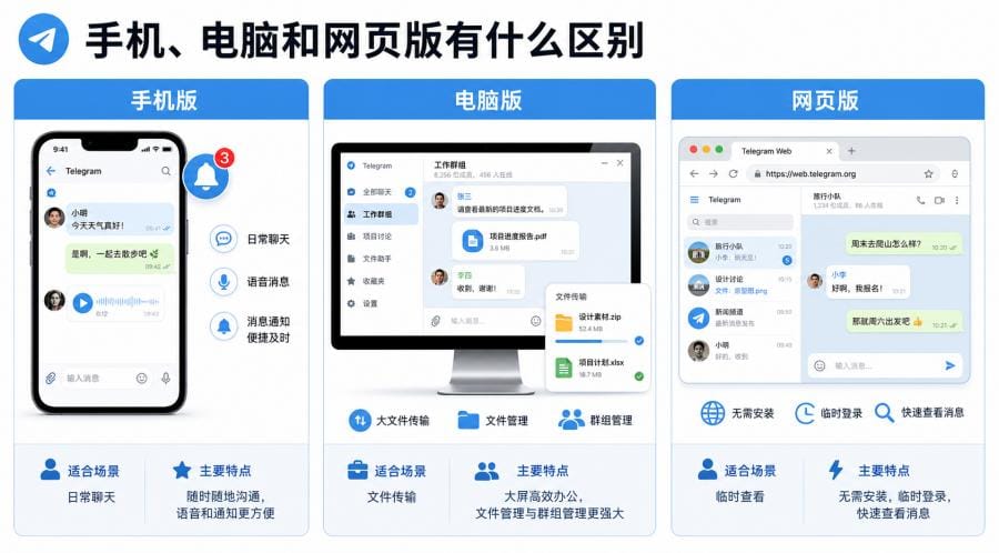 电报有哪些版本?手机、电脑和网页版怎么选 配图 1